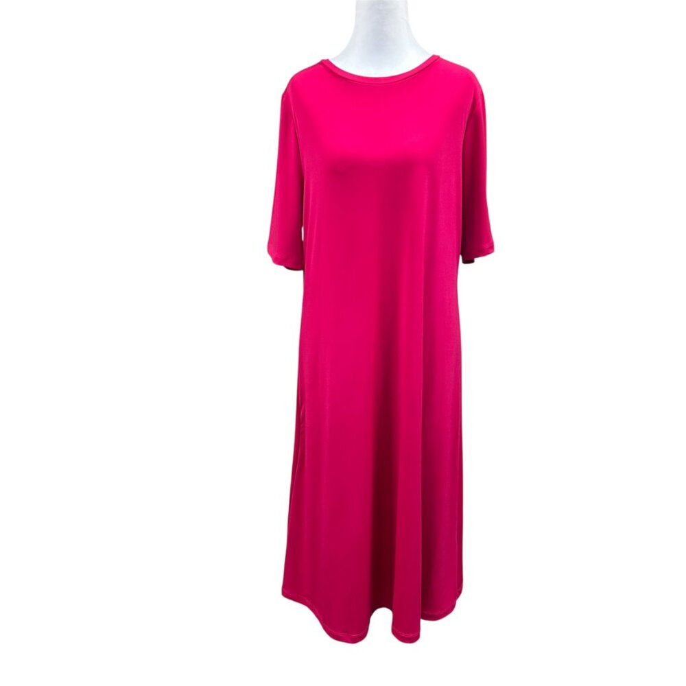 NEW Chicos Easy Chic Elbow Sleeve Dress Womens Size 2 12 / 14 Pink